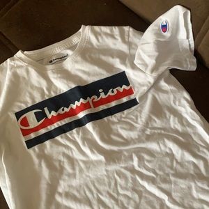 champion boys white tee